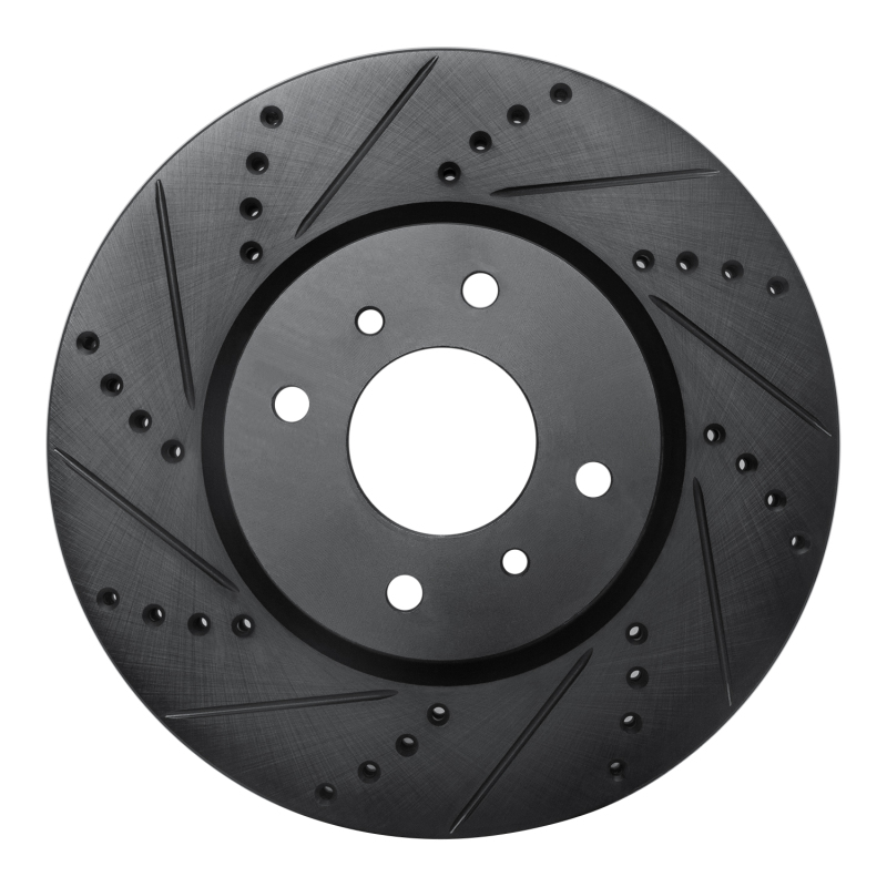 Nissan Sentra Brake Rotor (1) - Front Left - R1 Concepts - Drilled & Slotted - Black - `04-`06